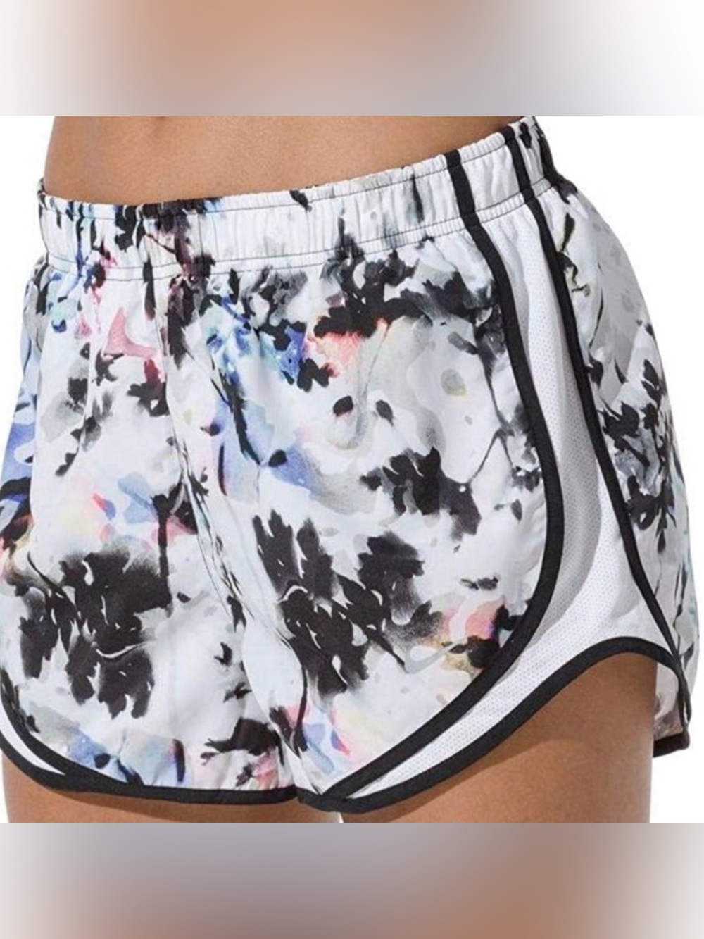 Nike Floral Dri- FIT Tempo Athletic Shorts - White/Black Size L
